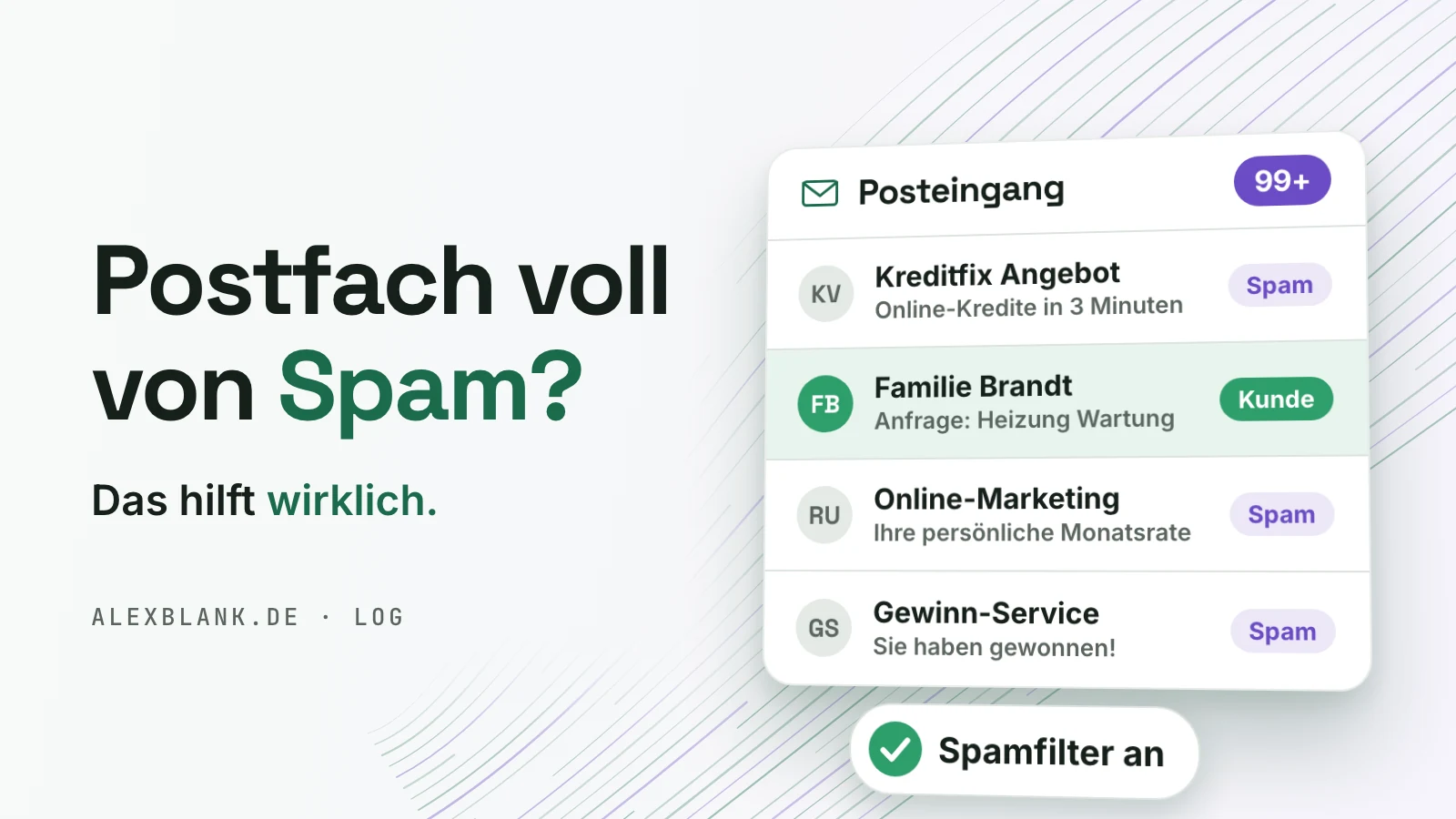Ein Posteingang läuft über, aus ihm fliegen Briefe mit der Aufschrift Spam